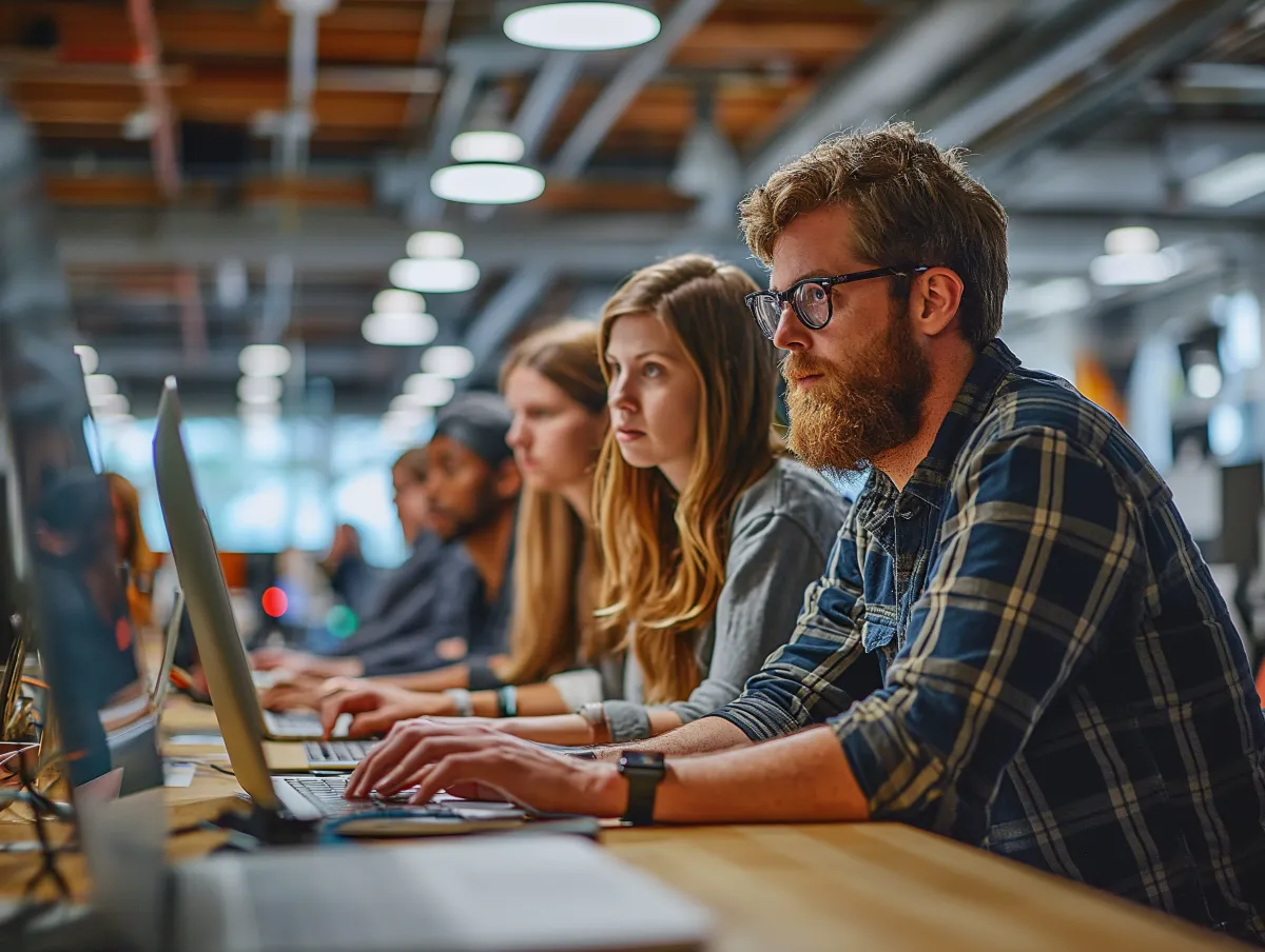 Equipo financiero trabajando y colaborando juntos